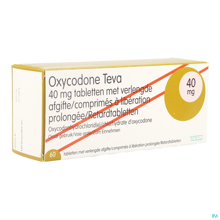 Oxycodone Teva 40mg Verlengde Afgifte Comp 60