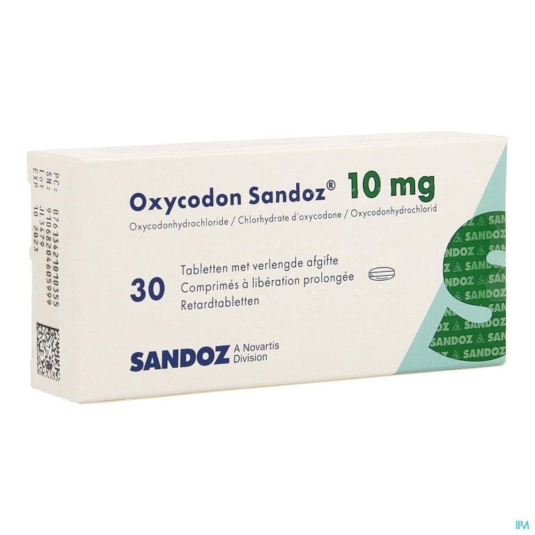 Oxycodon 10mg Sandoz Verlengde Afgifte 30