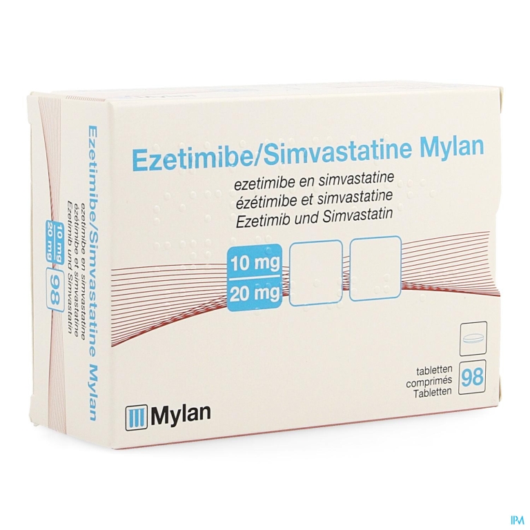 Ezetimibe Simvastatine Mylan 10mg/20mg Comp 98