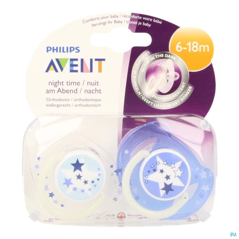 Philips Avent Fopspeen Silicoon Nacht 6-18m 2 SCF176/22