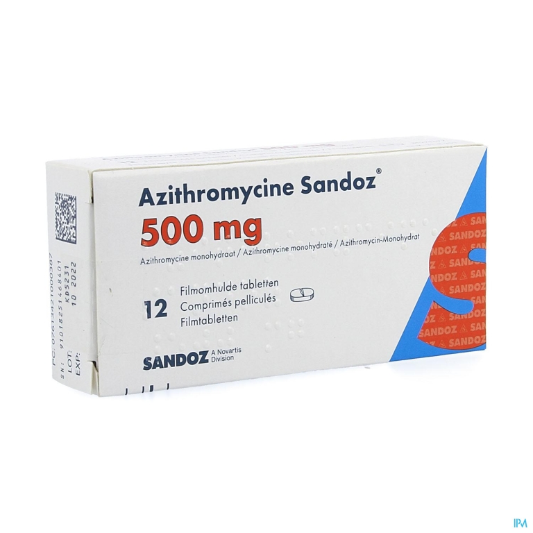 Azithromycine 500mg Sandoz Tabl Omhulde 12×500 mg