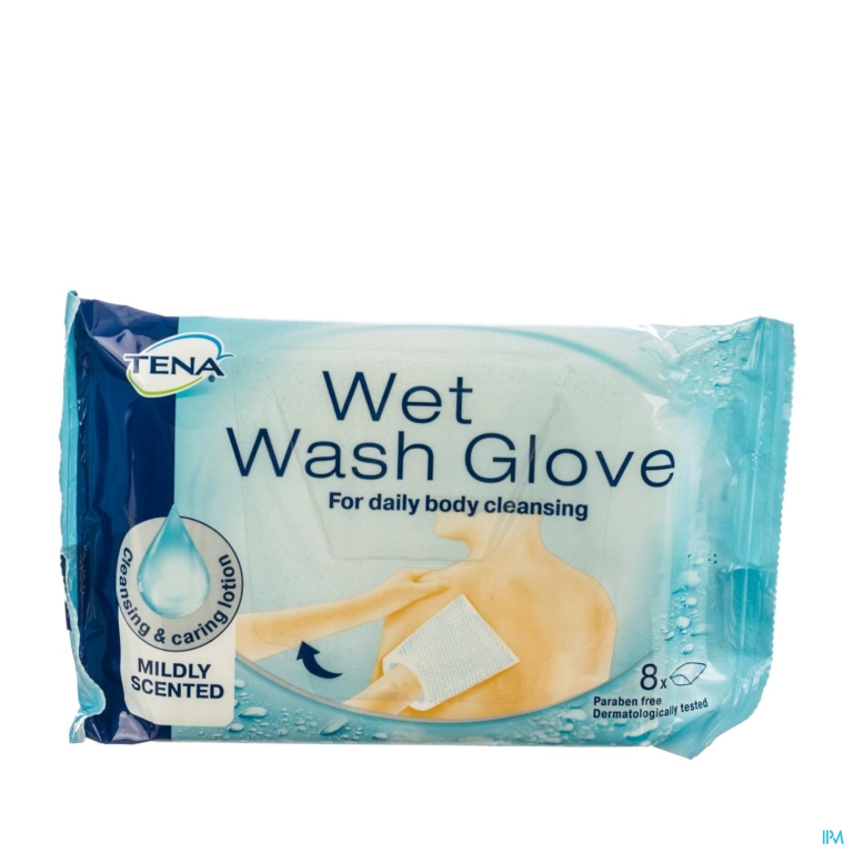 Tena Wet Wash Gloves Mildly Scented 8 1116