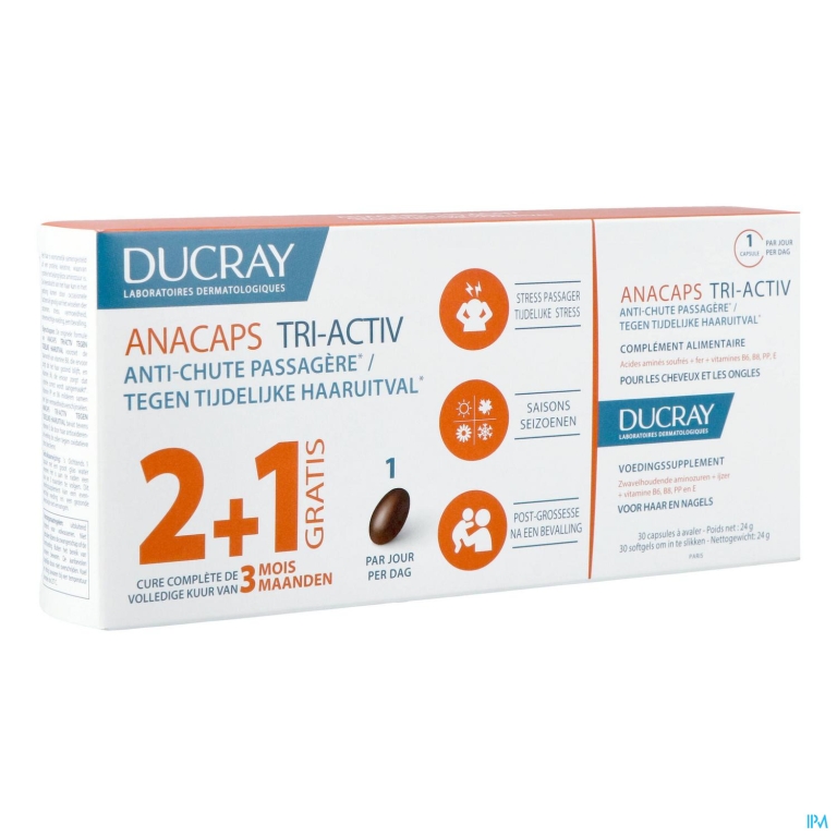 Ducray Anacaps Tri-activ Caps 3×30 2+1 Gratis