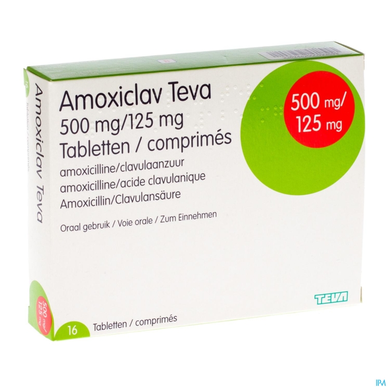 Amoxiclav Teva 500mg Comp 16 X 500mg