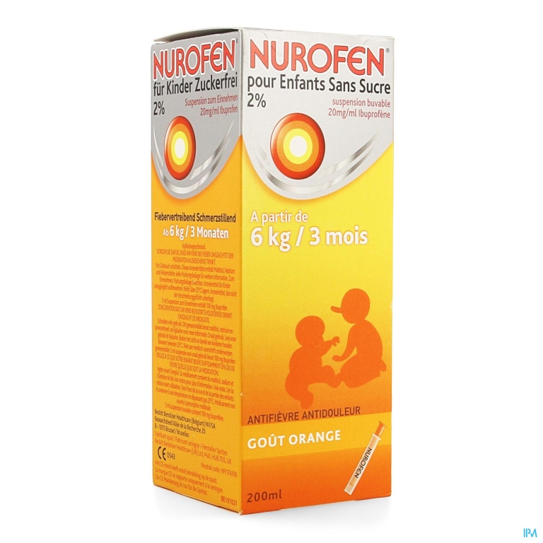 Nurofen Kind Sinaas Susp Suikervrij 200ml