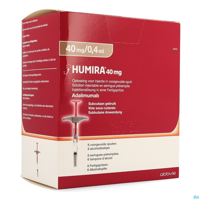 Humira 40mg/0,4ml Opl Inj Voorgev.sp 6x40mg/0,4ml