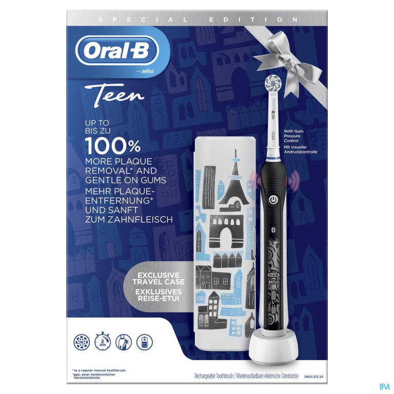 Oral-b D601 Teens Black + Travelcase Gratis