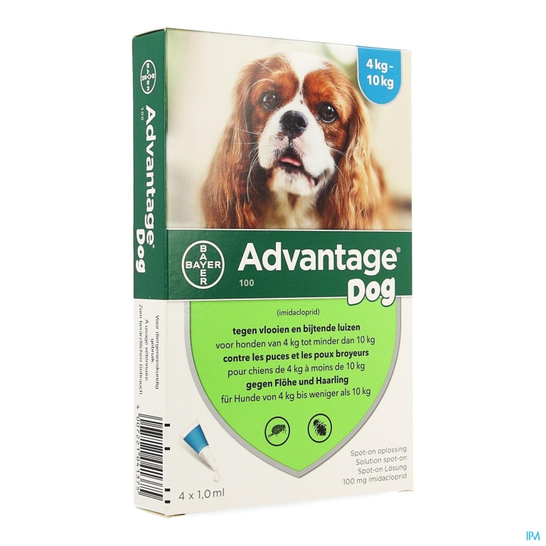 Advantage 100 Honden 4<10kg 4x1,0ml