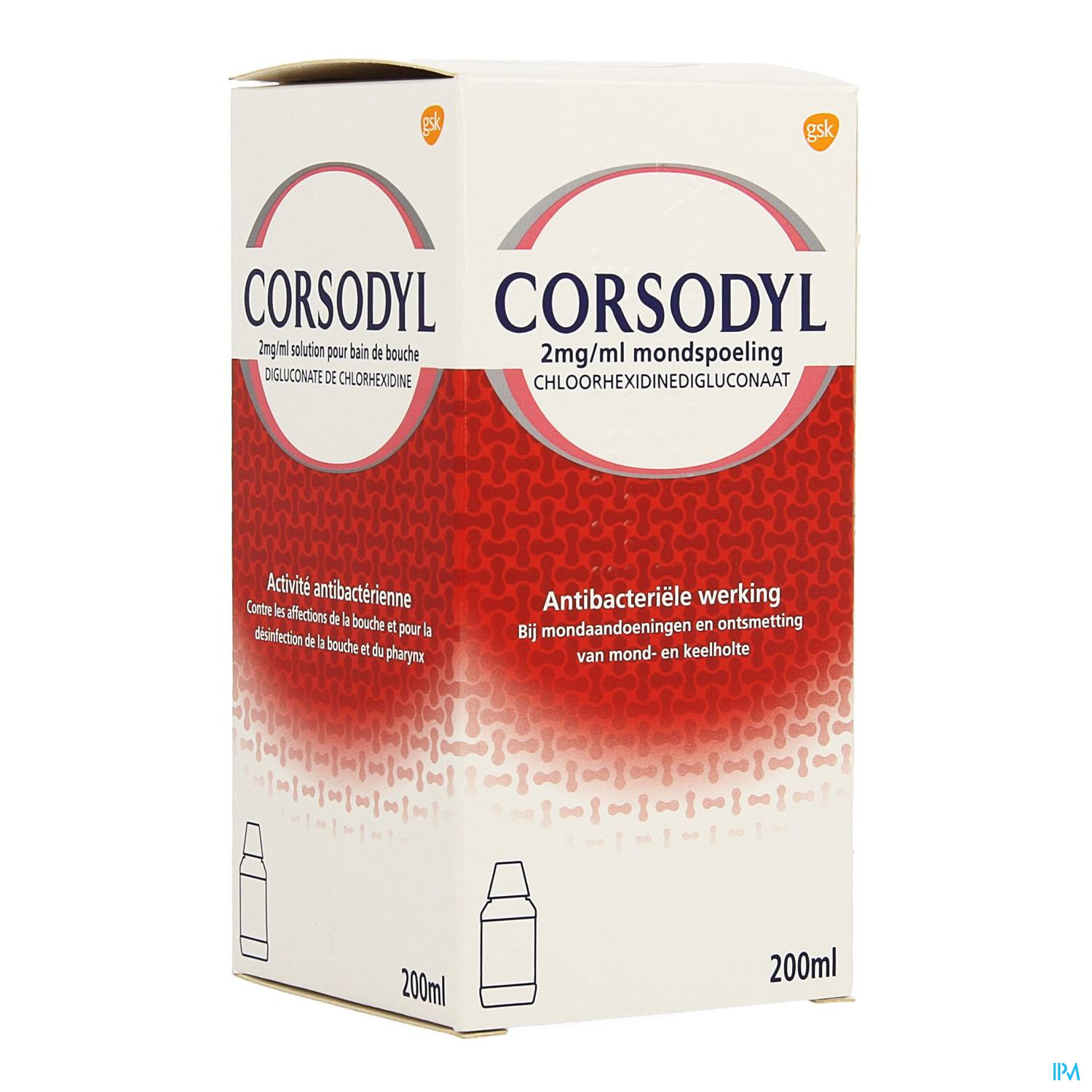 Corsodyl 2mg/ml Opl Mondwater 200ml