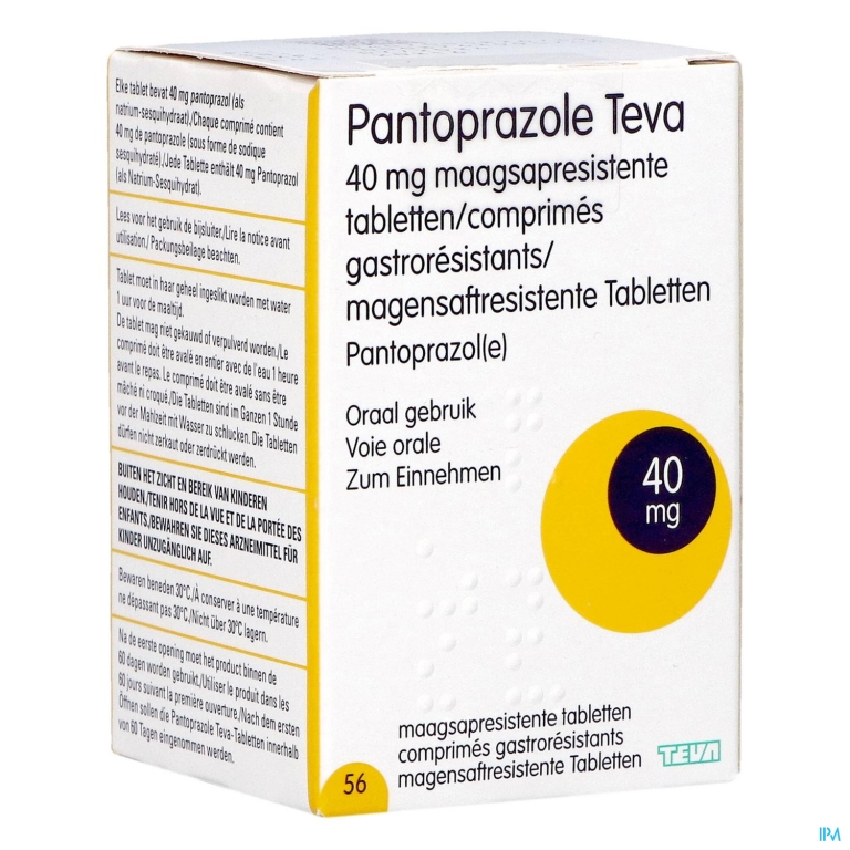 Pantoprazole Teva 40mg Maagsapresist Comp 56 Fl