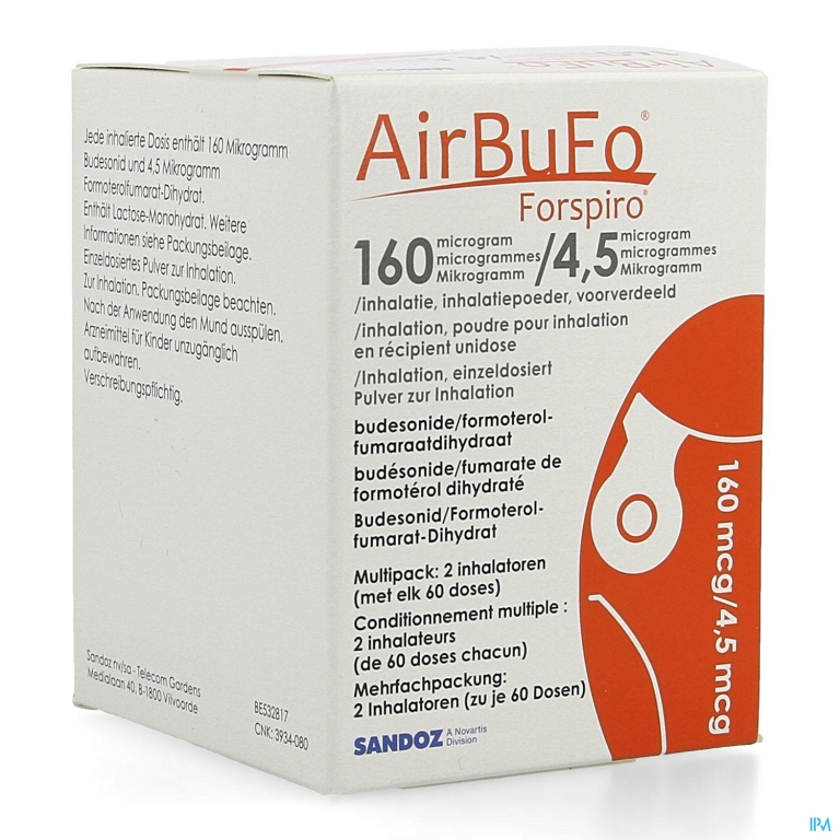 Airbufo Forspiro 160mcg/4,5mcg Inhal. 2 X 60dosis