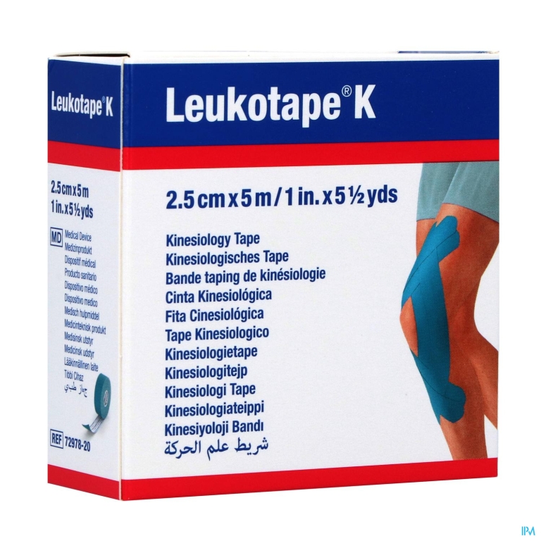 Leukotape K Kleefwindel Elast Blauw 2,5cmx5m 1