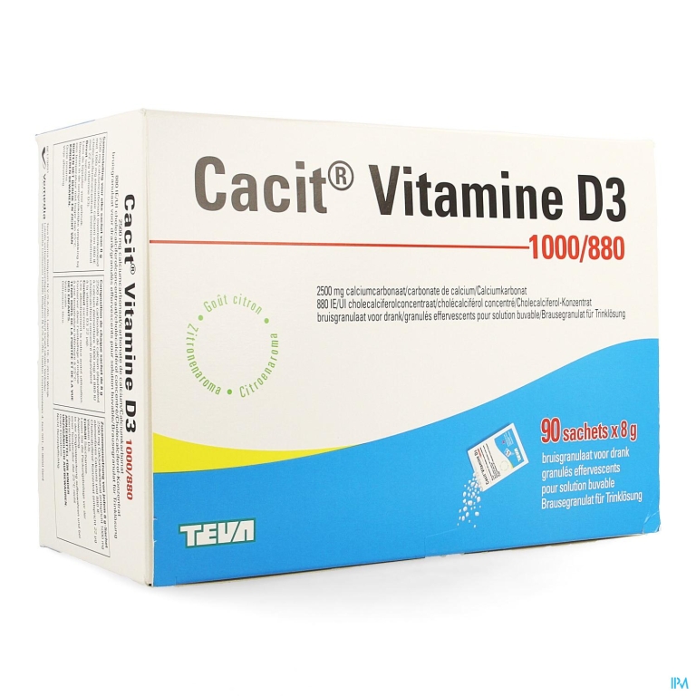 Cacit Vit. D3 1000mg/880ie Bruisgranul. Zakje 90