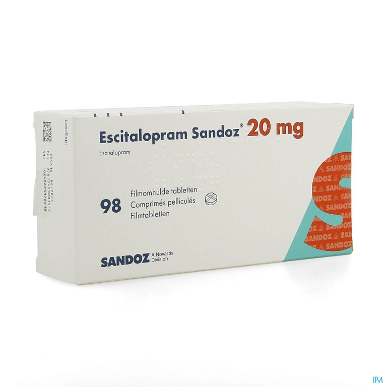 Escitalopram Sandoz 20mg Filmomh Tabl 98 X 20mg