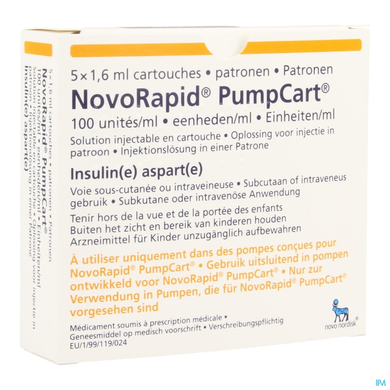 Novorapid Pumpcart 100ie/ml Patroon 5 X 1,6ml