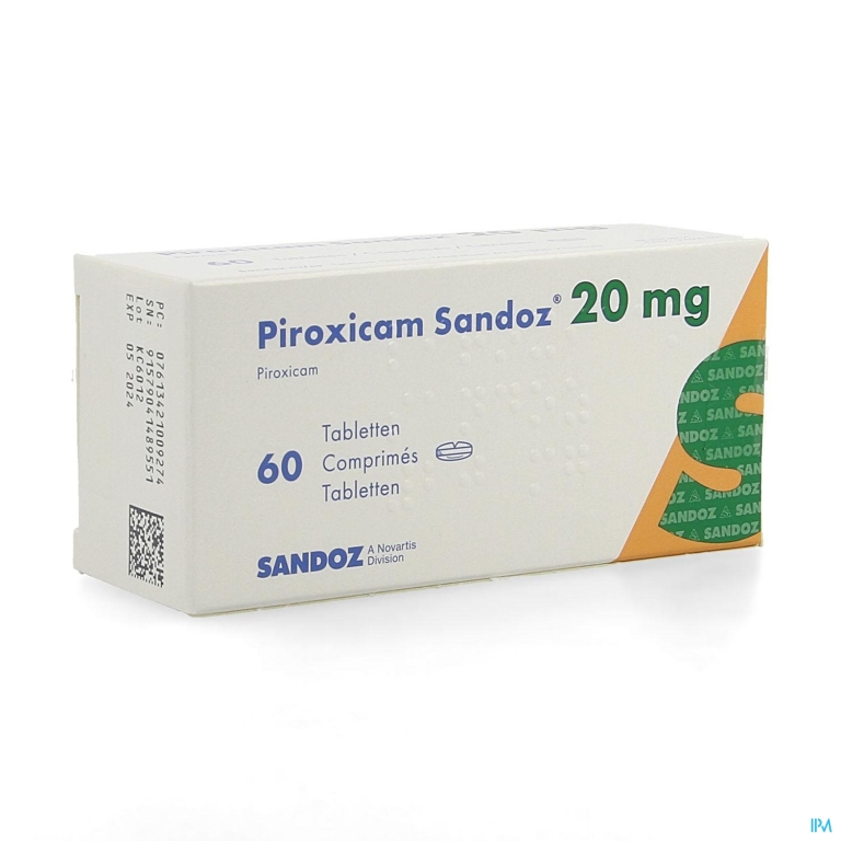 Piroxicam Sandoz Comp 60 X 20mg