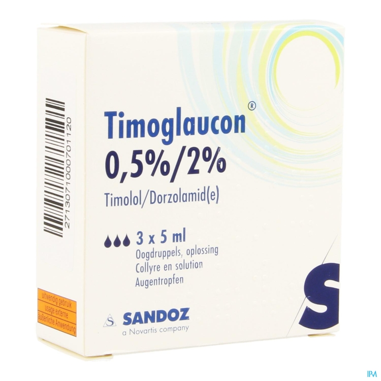 Timoglaucon 20mg/5mg Sandoz Collyre 3 X 5ml