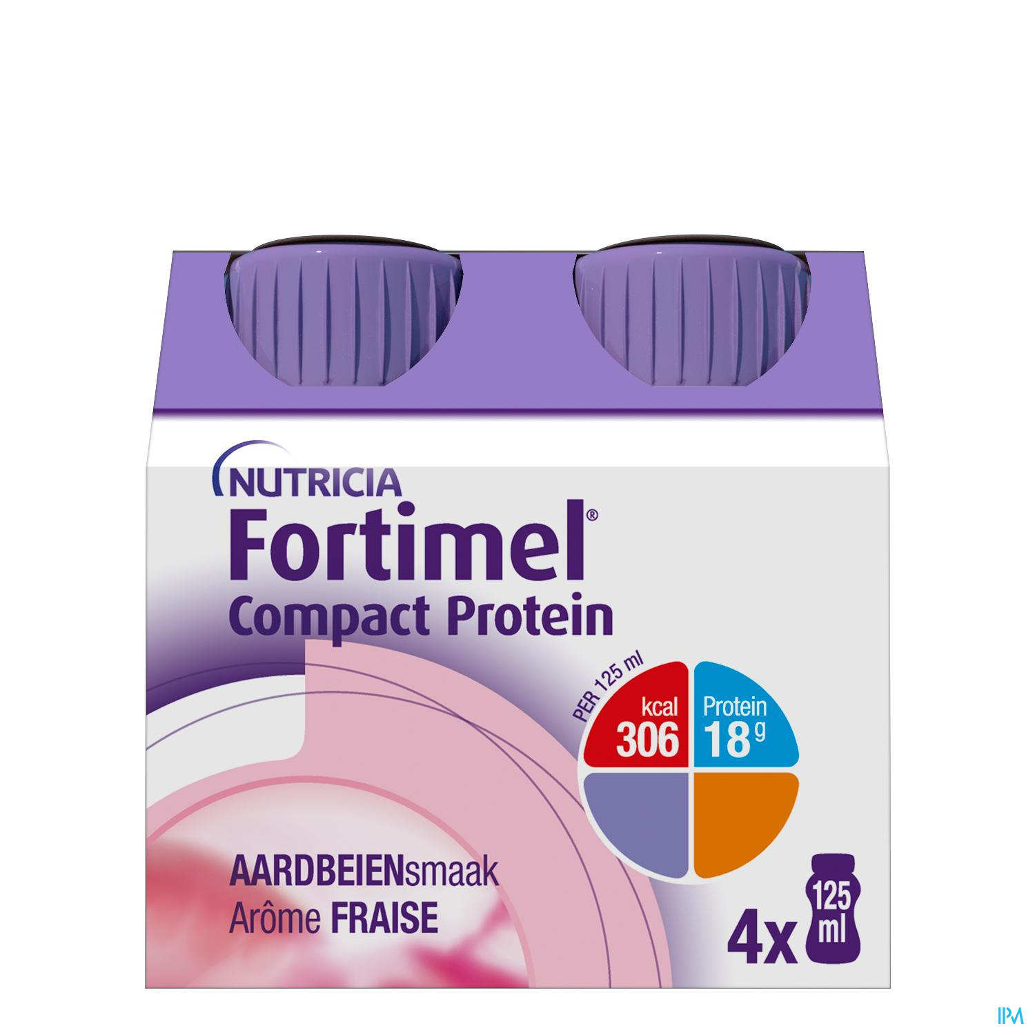 c0b49b0e3a344c6dbd0692764fe92e1a Fortimel Compact Protein Aardbei Flesjes 4×125 ml