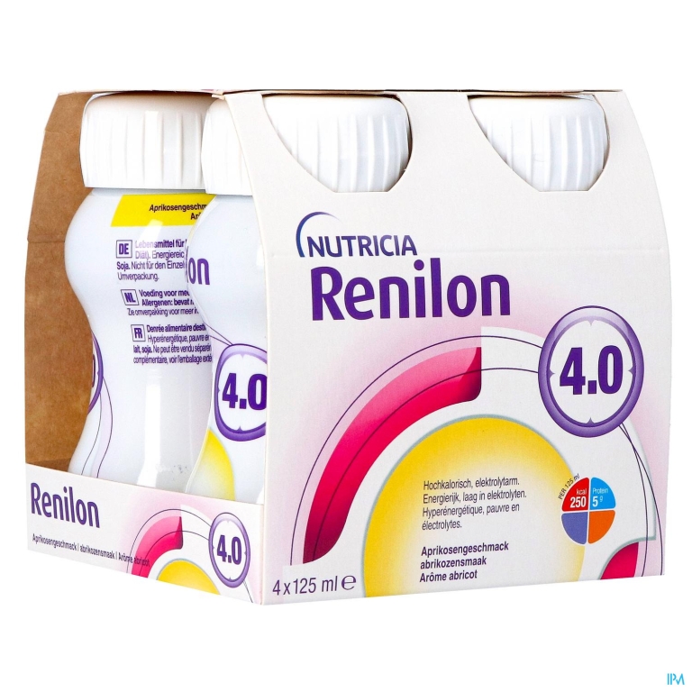 Renilon 4.0 Drankje Aroma Abrikoos Flessen 4x125ml