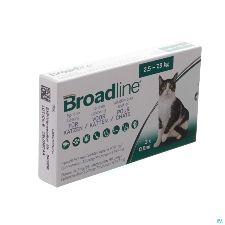 Broadline Spot-on Kat 2,5kg-7,5kg 3×0,9ml