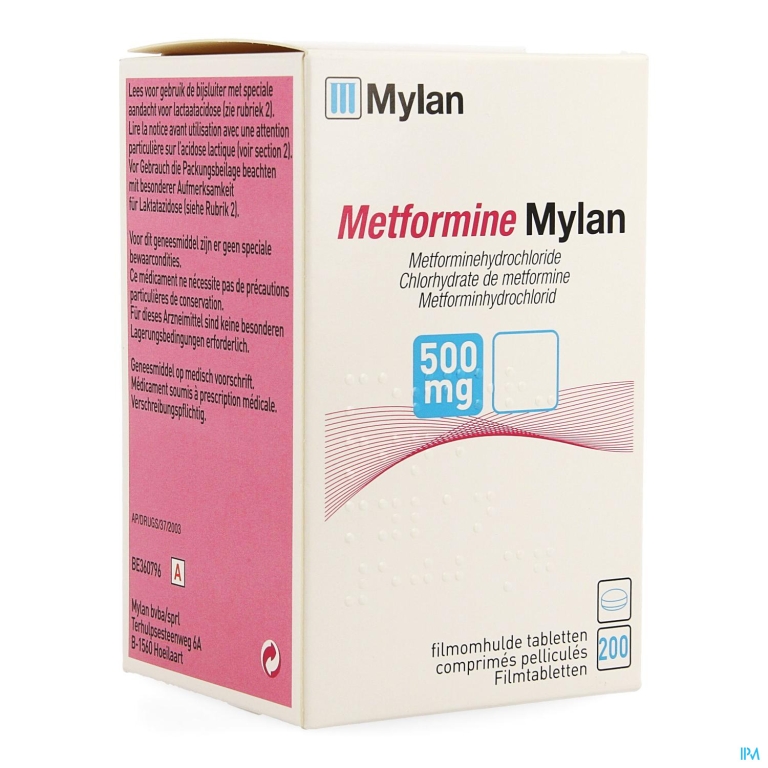 Metformine Mylan 500 Filmomh Tabl 200x500mg Flacon