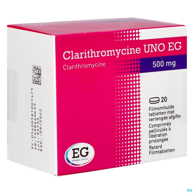 Clarithromycine Uno EG 500Mg Filmomh 20X500Mg