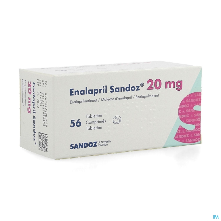 Enalapril Sandoz 20mg Tabl 56 X 20mg