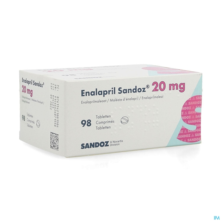 Enalapril Sandoz 20mg Tabl 98 X 20mg