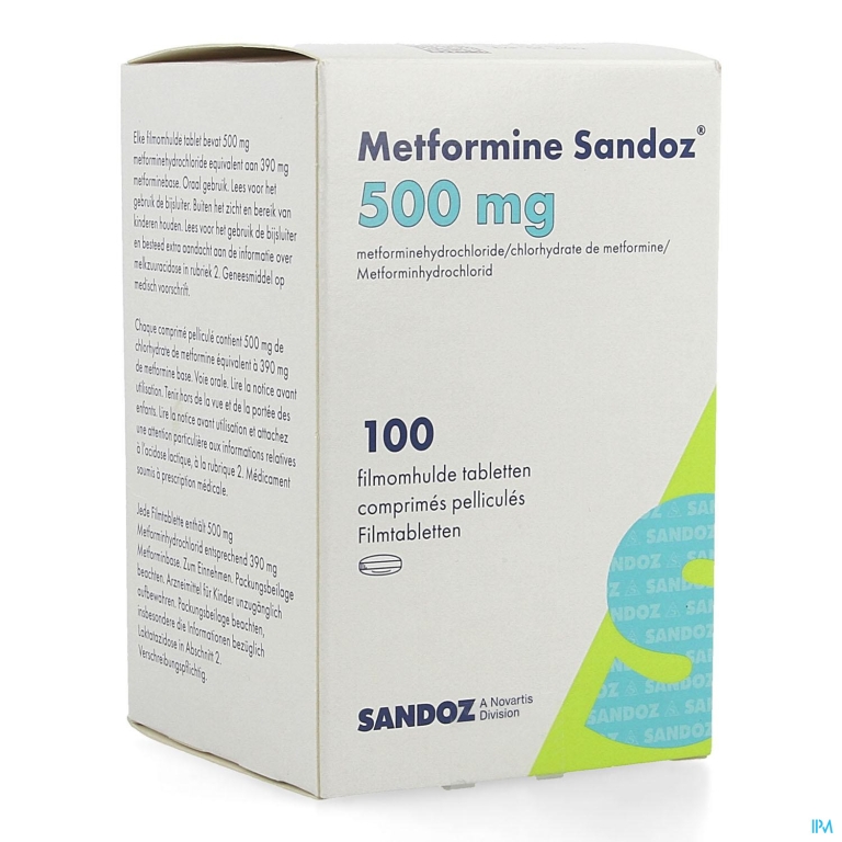 Metformine Sandoz 500mg Filmomh Tabl Pot100x500mg