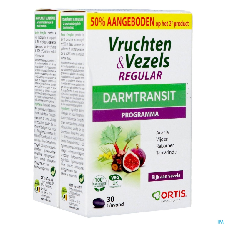 Ortis Vruchten & Vezels Regular Comp 2×30 2e -50%