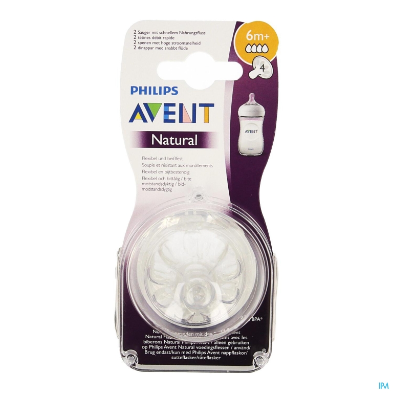 Philips Avent Natural 2.0 Zuigspeen 4 Gaatjes SCF044/27