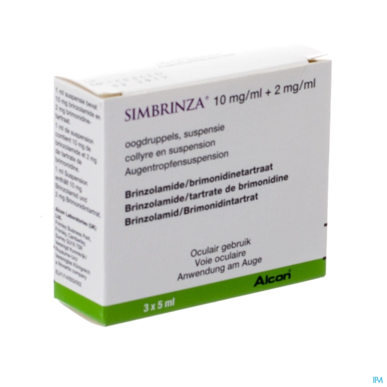 Simbrinza 10mg/ml + 2mg/ml Oogdruppels Susp 3x5ml