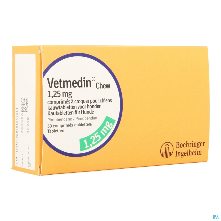 Vetmedin Chew 1,25mg Kauwtabl Hond 50×1,25mg