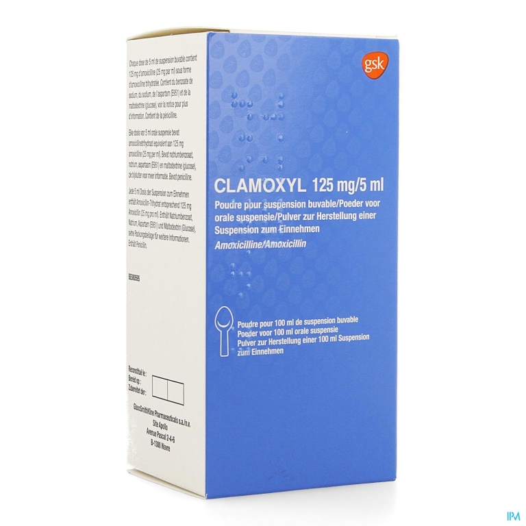 Clamoxyl 125mg/5ml Pdr Voor Siroop 25mg/ml Fl100ml