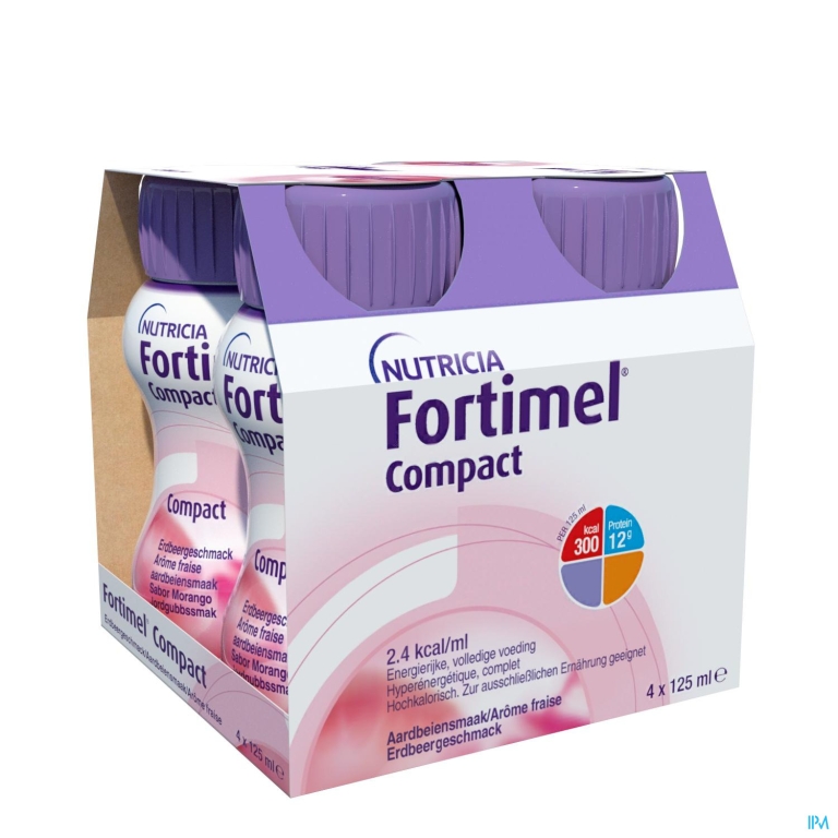 Fortimel Compact Aardbei Flesjes 4×125 ml