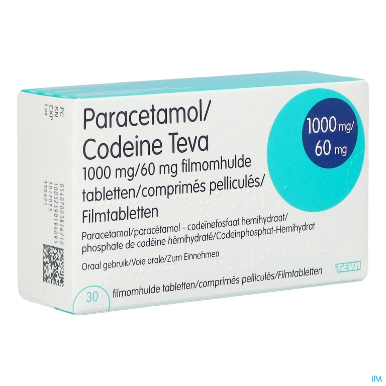 Paracetamol Codeine Teva 1000mg/60mg Film.tabl 30