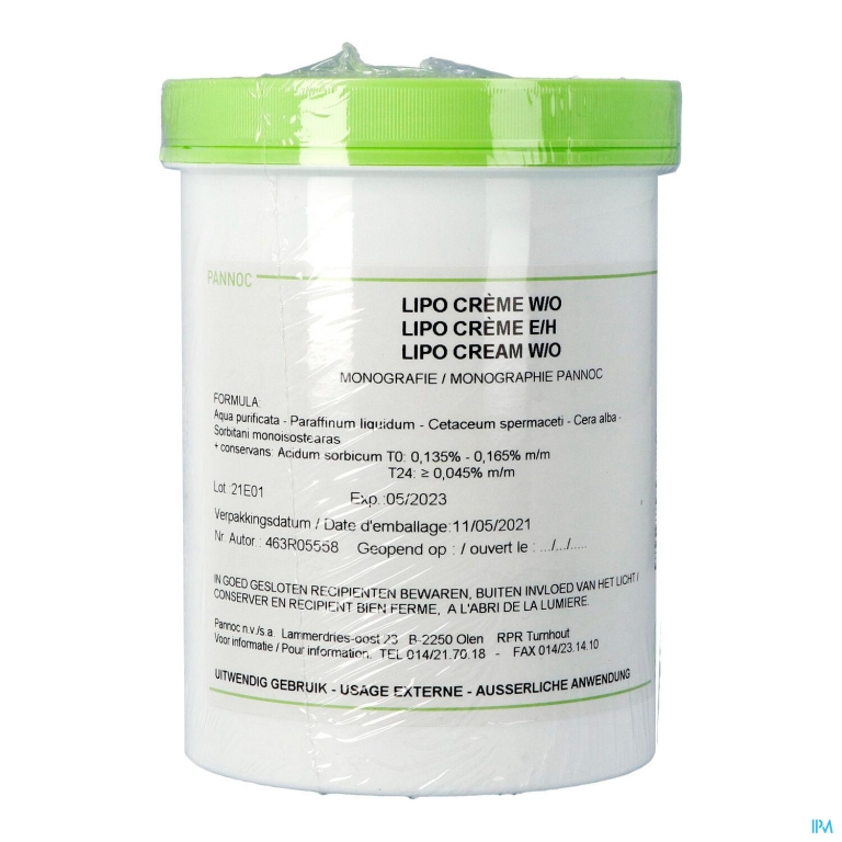 Lipo Creme W/o (coldcream) 1kg Pannoc