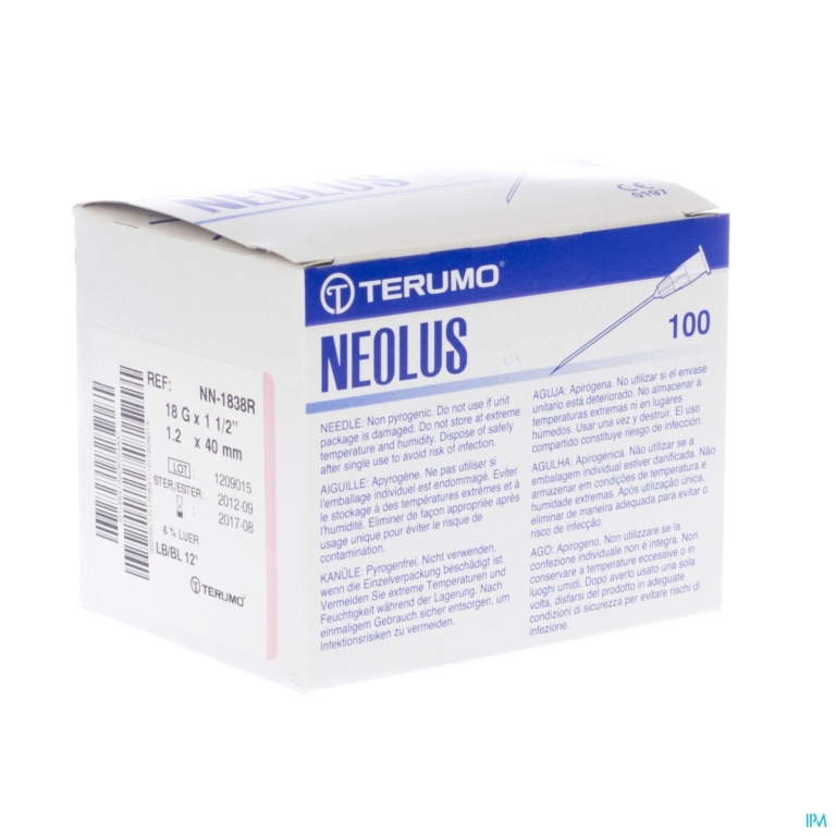 Terumo Naald Neolus 18g 1 1/2 Rb Roze 100