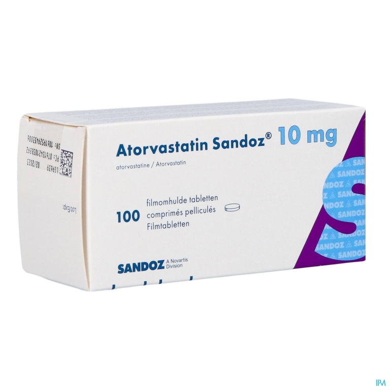 Atorvastatin 10mg Sandoz Filmomh Tabl 100 Alu/alu