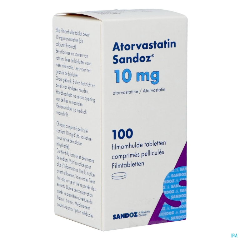 Atorvastatin 10mg Sandoz Filmomh Tabl 100 Fl Hdpe