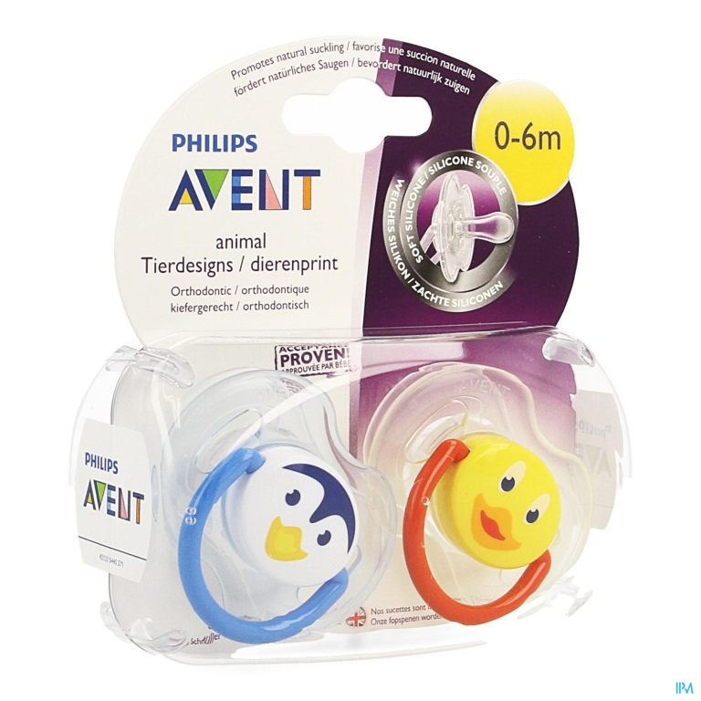 Philips Avent Fopsp Diertjes Silicoon Dubbel 0- 6m 2 SCF182/23