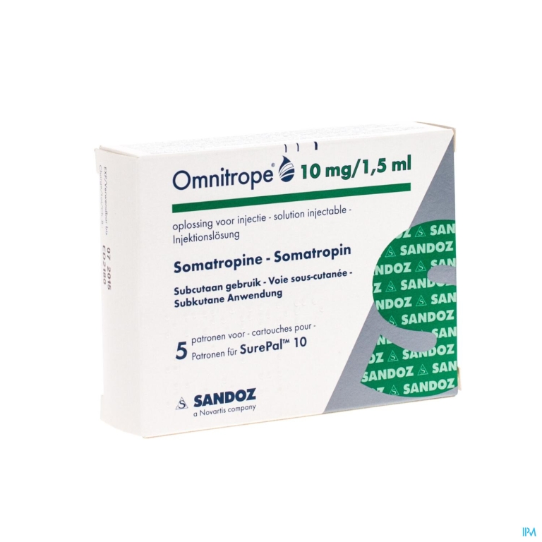 Omnitrope Sandoz 10mg/1,5ml Opl Inj Patroon Glas 5