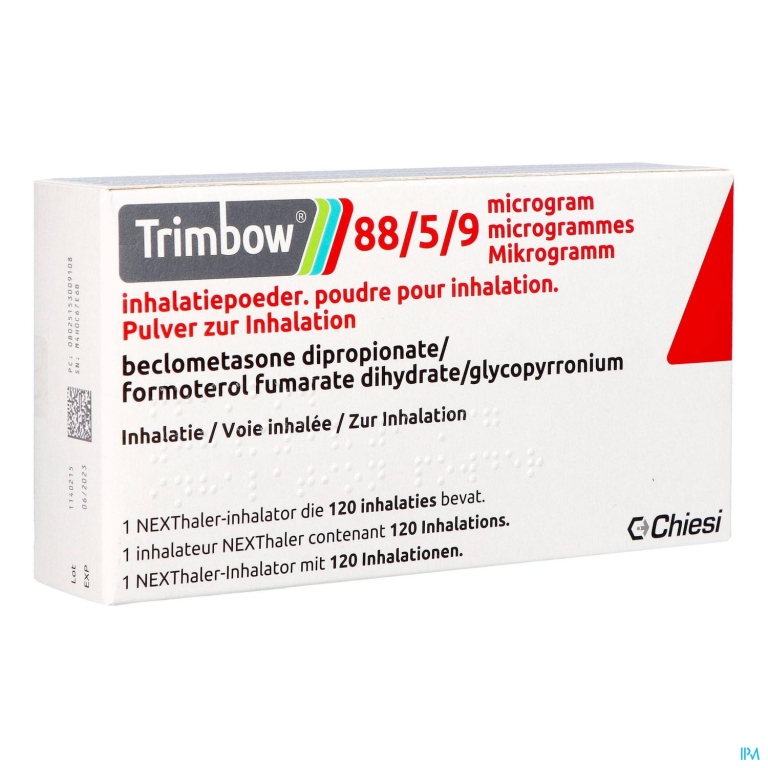 Trimbow 88/5 /9mcg Inhalatiepoeder Fl 1 (120d)