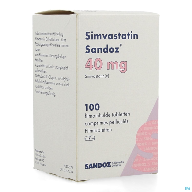 Simvastatin Sandoz 40mg Filmomh Tabl 100 Flacon