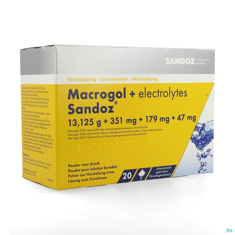 Macrogol + Elektr Sandoz Pdr Ciroensmaak 20×13,7g