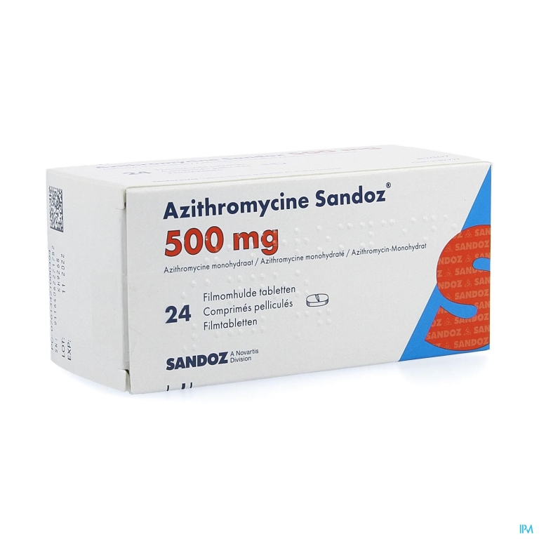 Azithromycine 500mg Sandoz Tabl Filmomh 24×500 mg