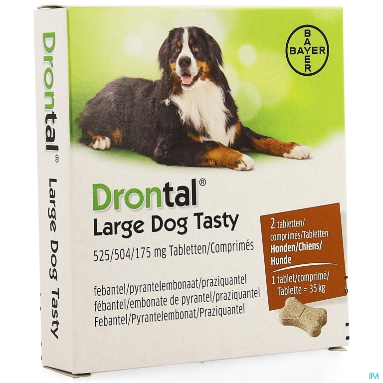 Drontal Large Dog Tasty 525/504/175mg Comp 1×2