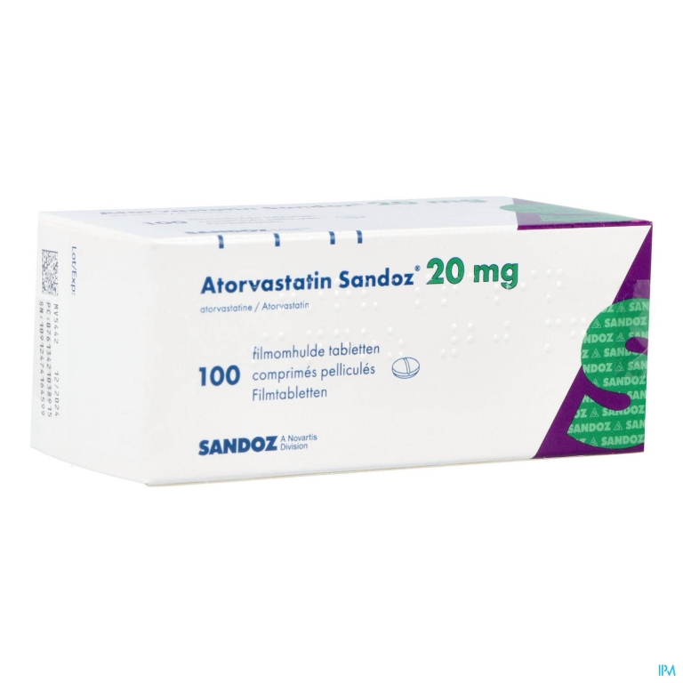 Atorvastatin 20mg Sandoz Filmomh Tabl 100 Alu/alu